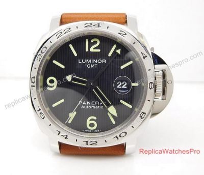 Replica Panerai Luminor Marina Gmt Texedo Dial Pam029 44mm SS Brown Leather